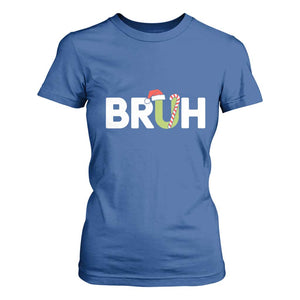Funny Christmas Bruh T Shirt For Women Candy Cane Santa Hat Festive Xmas Matching TS02 Royal Blue Print Your Wear