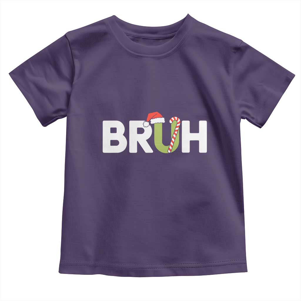 Funny Christmas Bruh Toddler T Shirt Candy Cane Santa Hat Festive Xmas Matching TS02 Purple Print Your Wear