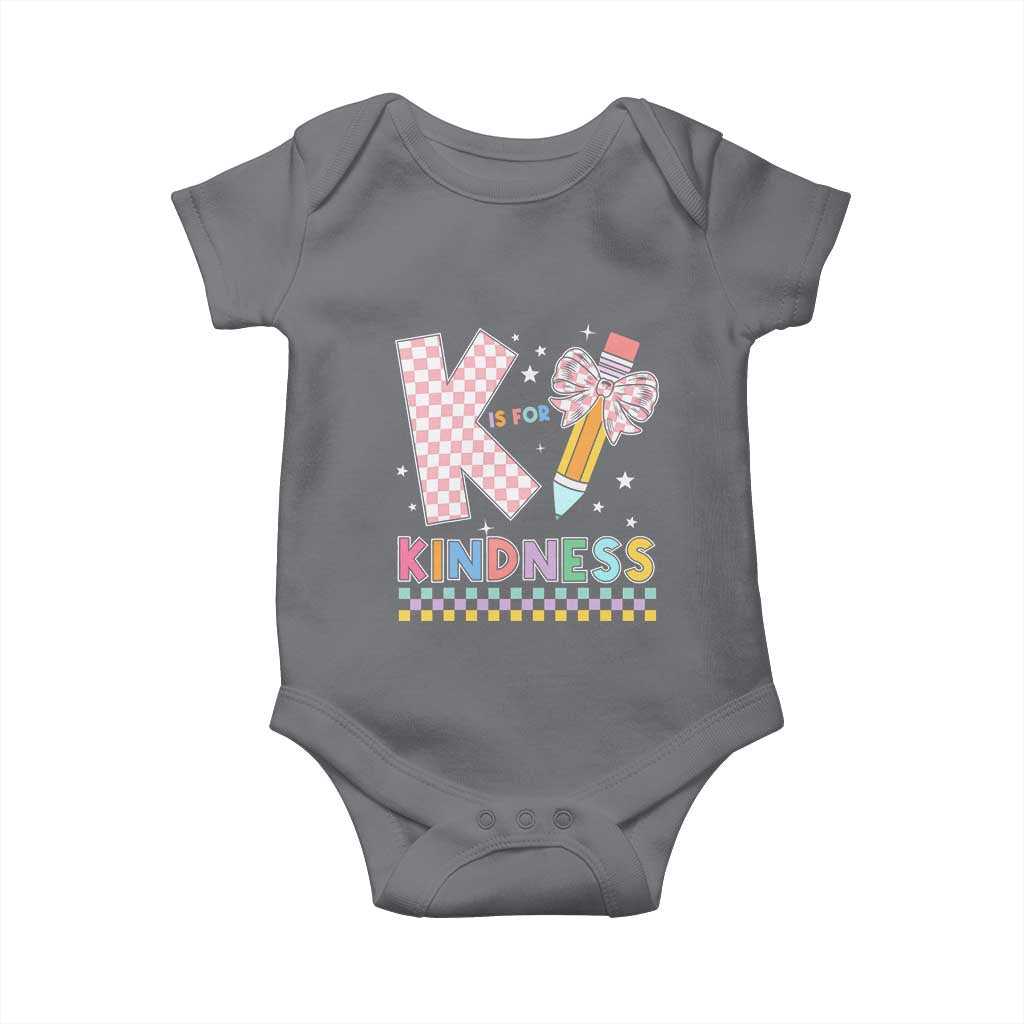 K Is For Kindness Baby Onesie Cute Pencil Bow Teacher Be Kind TS02 Charcoal Print Your Wear