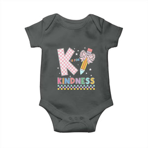 K Is For Kindness Baby Onesie Cute Pencil Bow Teacher Be Kind TS02 Dark Heather Print Your Wear