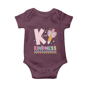 K Is For Kindness Baby Onesie Cute Pencil Bow Teacher Be Kind TS02 Maroon Print Your Wear