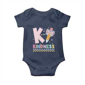 K Is For Kindness Baby Onesie Cute Pencil Bow Teacher Be Kind TS02 Navy Print Your Wear