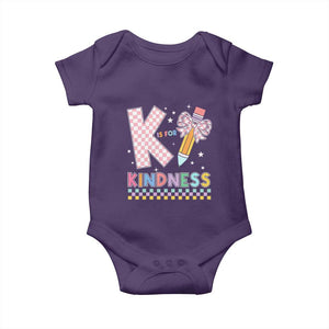 K Is For Kindness Baby Onesie Cute Pencil Bow Teacher Be Kind TS02 Purple Print Your Wear