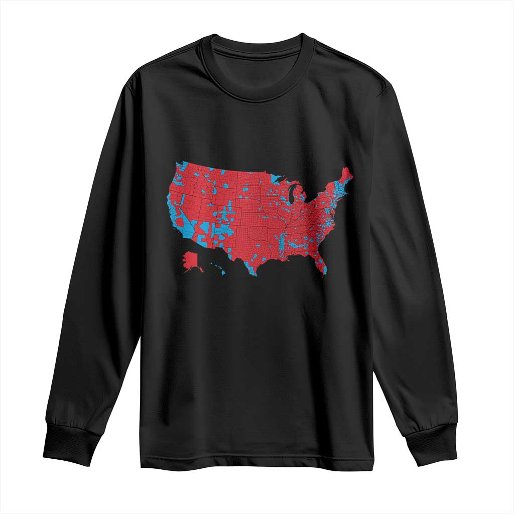Red States US Map Long Sleeve Shirt Trump Won President Election 2024 TS02 Black Print Your Wear