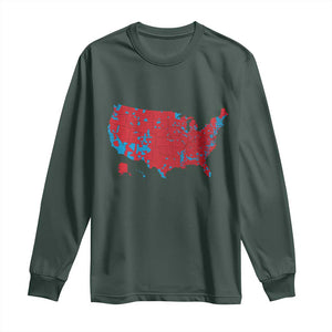 Red States US Map Long Sleeve Shirt Trump Won President Election 2024 TS02 Dark Forest Green Print Your Wear