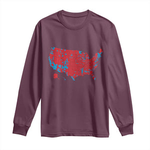 Red States US Map Long Sleeve Shirt Trump Won President Election 2024 TS02 Maroon Print Your Wear