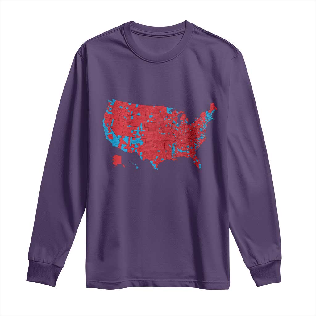 Red States US Map Long Sleeve Shirt Trump Won President Election 2024 TS02 Purple Print Your Wear