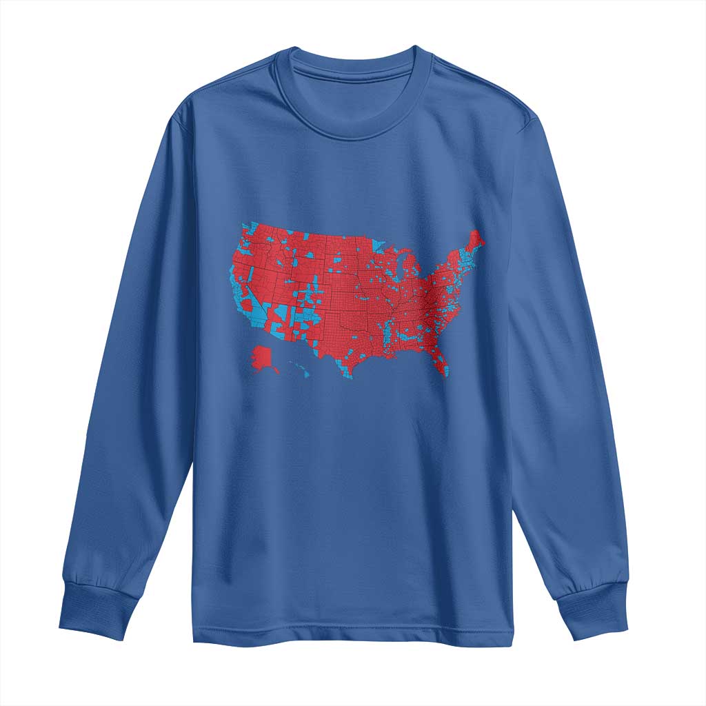 Red States US Map Long Sleeve Shirt Trump Won President Election 2024 TS02 Royal Blue Print Your Wear