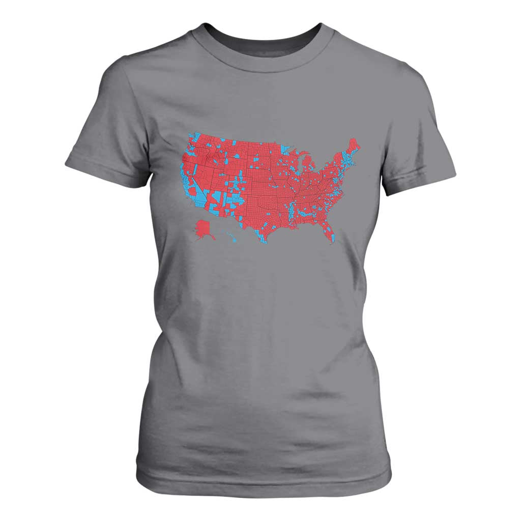Red States US Map T Shirt For Women Trump Won President Election 2024 TS02 Charcoal Print Your Wear