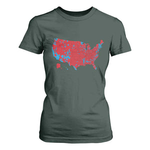 Red States US Map T Shirt For Women Trump Won President Election 2024 TS02 Dark Forest Green Print Your Wear
