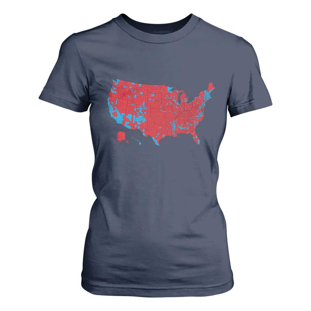 Red States US Map T Shirt For Women Trump Won President Election 2024 TS02 Navy Print Your Wear
