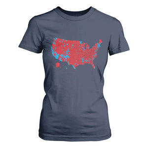 Red States US Map T Shirt For Women Trump Won President Election 2024 TS02 Navy Print Your Wear