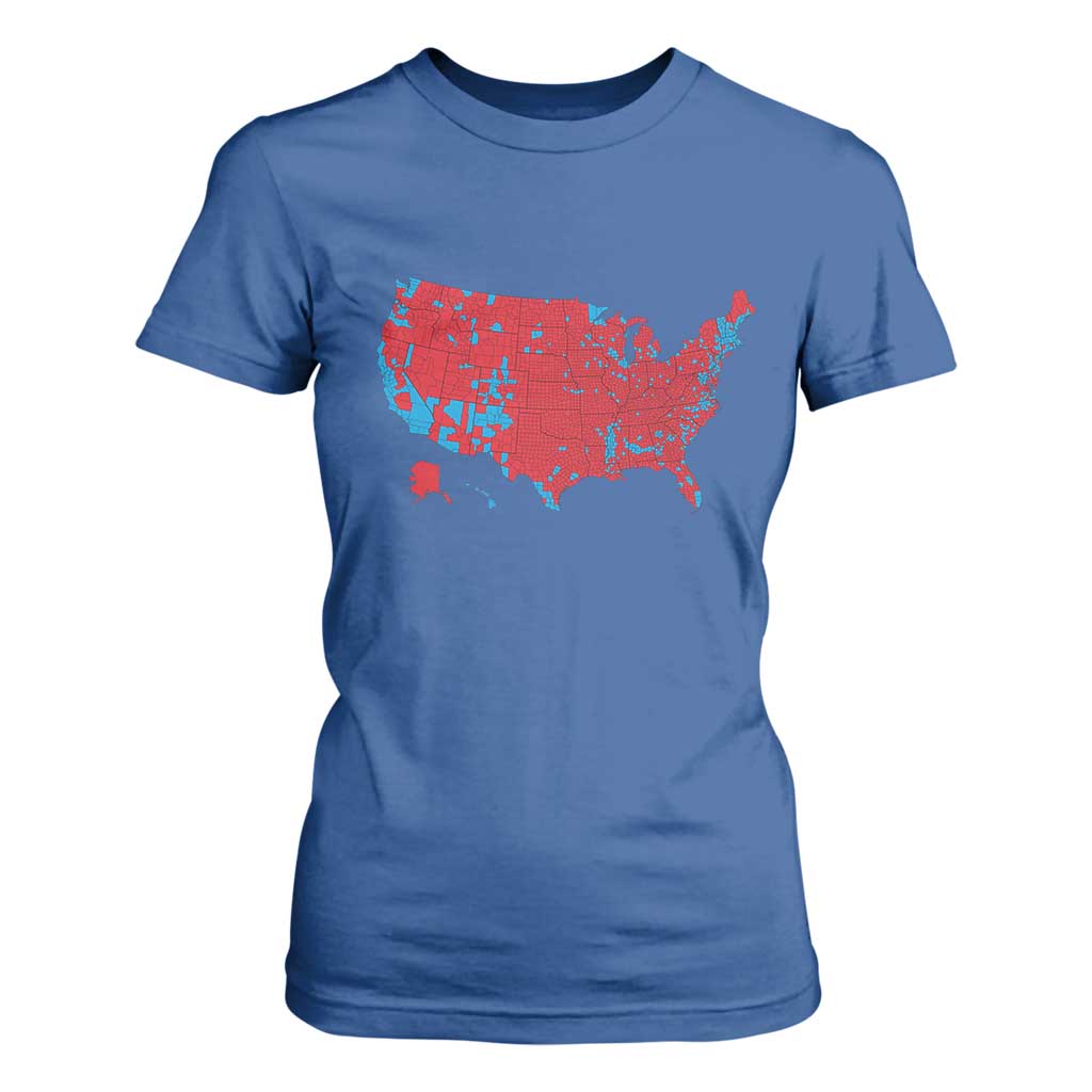 Red States US Map T Shirt For Women Trump Won President Election 2024 TS02 Royal Blue Print Your Wear