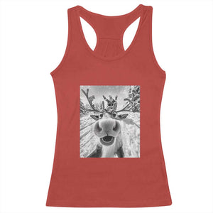 Funny Christmas Reindeer Selfie Racerback Tank Top With Santa Xmas Gag Gift TS02 Red Print Your Wear