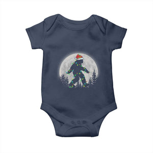 Christmas Bigfoot Baby Onesie Sasquatch with Santa Hat Xmas Tree Lights TS02 Navy Print Your Wear