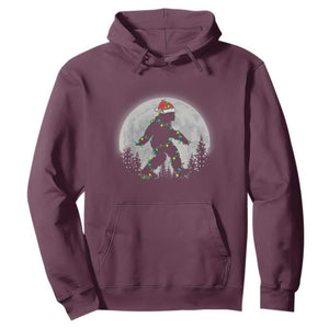 Christmas Bigfoot Hoodie Sasquatch with Santa Hat Xmas Tree Lights TS02 Maroon Print Your Wear