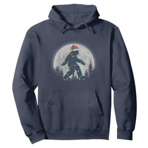 Christmas Bigfoot Hoodie Sasquatch with Santa Hat Xmas Tree Lights TS02 Navy Print Your Wear