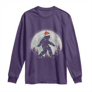 Christmas Bigfoot Long Sleeve Shirt Sasquatch with Santa Hat Xmas Tree Lights TS02 Purple Print Your Wear