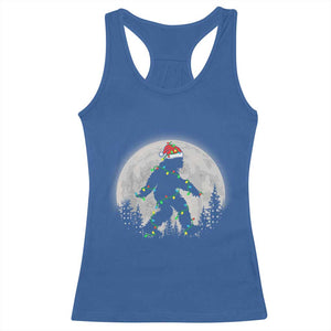 Christmas Bigfoot Racerback Tank Top Sasquatch with Santa Hat Xmas Tree Lights TS02 Royal Blue Print Your Wear
