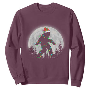Christmas Bigfoot Sweatshirt Sasquatch with Santa Hat Xmas Tree Lights TS02 Maroon Print Your Wear