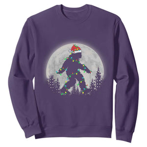 Christmas Bigfoot Sweatshirt Sasquatch with Santa Hat Xmas Tree Lights TS02 Purple Print Your Wear
