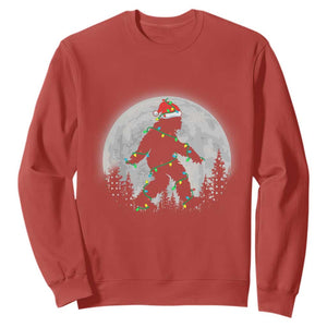 Christmas Bigfoot Sweatshirt Sasquatch with Santa Hat Xmas Tree Lights TS02 Red Print Your Wear