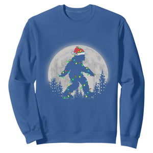 Christmas Bigfoot Sweatshirt Sasquatch with Santa Hat Xmas Tree Lights TS02 Royal Blue Print Your Wear