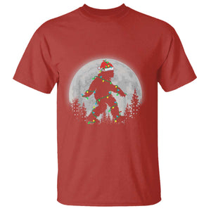 Christmas Bigfoot T Shirt Sasquatch with Santa Hat Xmas Tree Lights TS02 Red Print Your Wear