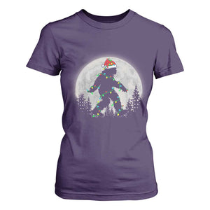 Christmas Bigfoot T Shirt For Women Sasquatch with Santa Hat Xmas Tree Lights TS02 Purple Print Your Wear