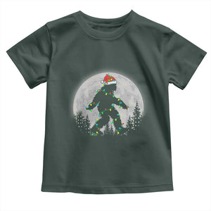 Christmas Bigfoot Toddler T Shirt Sasquatch with Santa Hat Xmas Tree Lights TS02 Dark Forest Green Print Your Wear