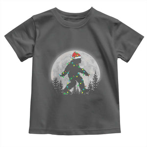 Christmas Bigfoot Toddler T Shirt Sasquatch with Santa Hat Xmas Tree Lights TS02 Dark Heather Print Your Wear