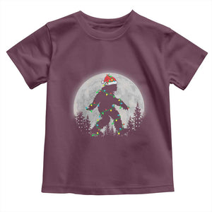 Christmas Bigfoot Toddler T Shirt Sasquatch with Santa Hat Xmas Tree Lights TS02 Maroon Print Your Wear