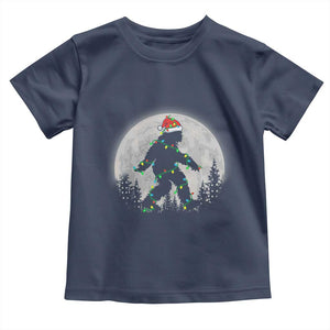 Christmas Bigfoot Toddler T Shirt Sasquatch with Santa Hat Xmas Tree Lights TS02 Navy Print Your Wear