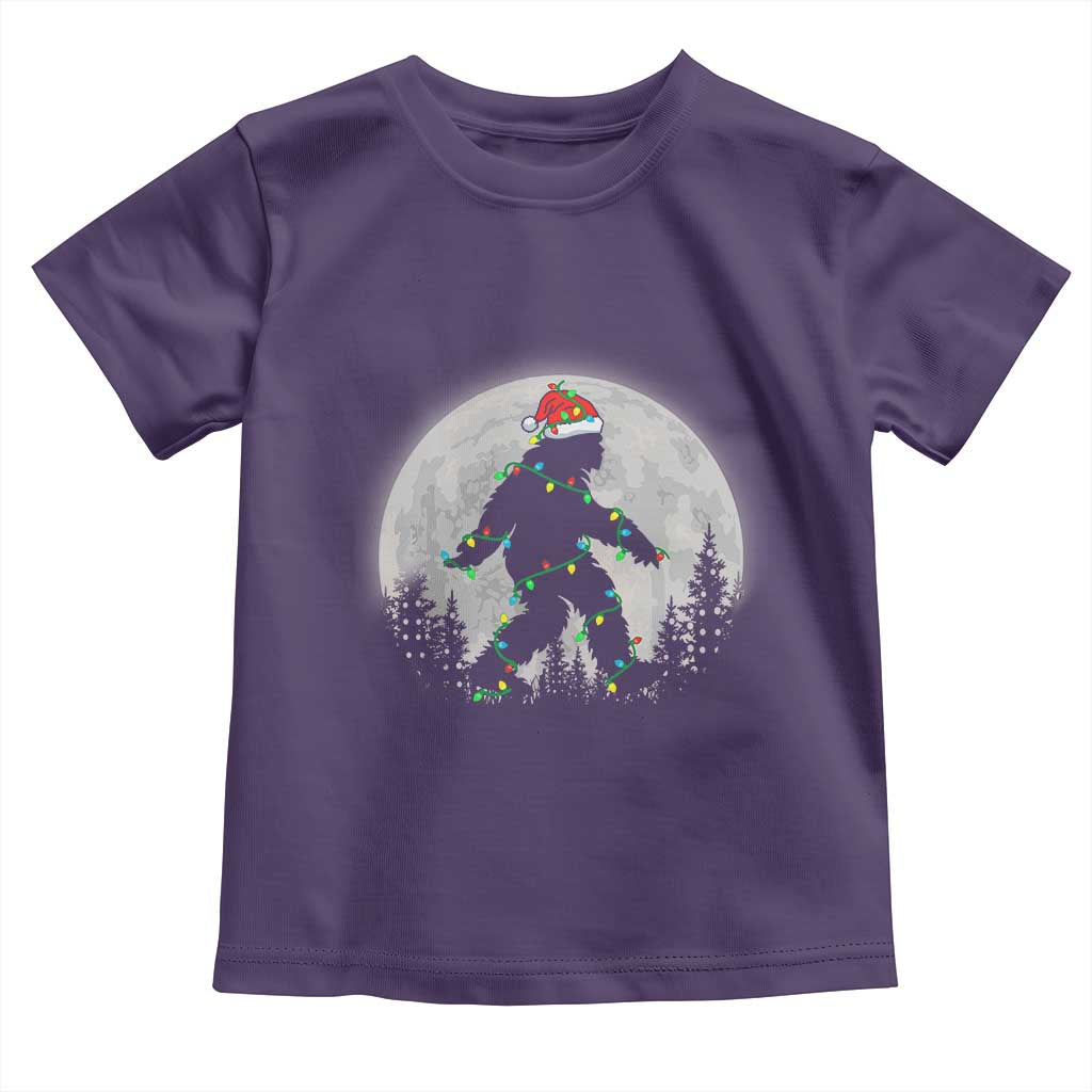 Christmas Bigfoot Toddler T Shirt Sasquatch with Santa Hat Xmas Tree Lights TS02 Purple Print Your Wear