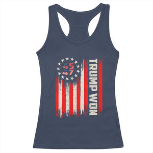 Trump Won 2024 Racerback Tank Top 45 47 US President American Flag TS02 Navy Print Your Wear