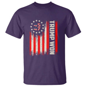 Trump Won 2024 T Shirt 45 47 US President American Flag TS02 Purple Print Your Wear