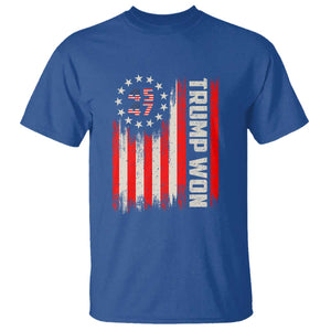 Trump Won 2024 T Shirt 45 47 US President American Flag TS02 Royal Blue Print Your Wear