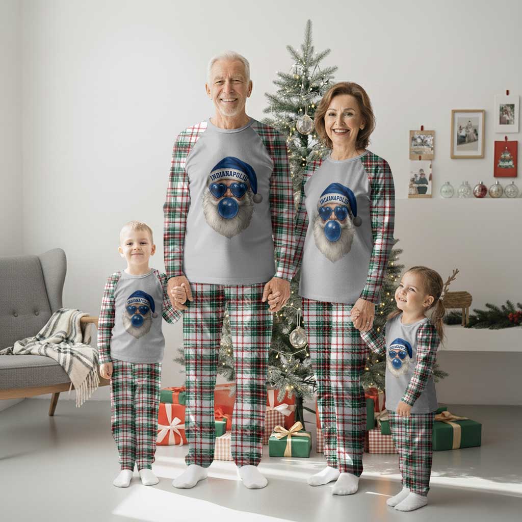 Funny Blue Bubble Santa Indianapolis Plaid Pajama Set Retro Nostalgic Christmas Holiday Gift TS02 Christmas Plaid Print Your Wear