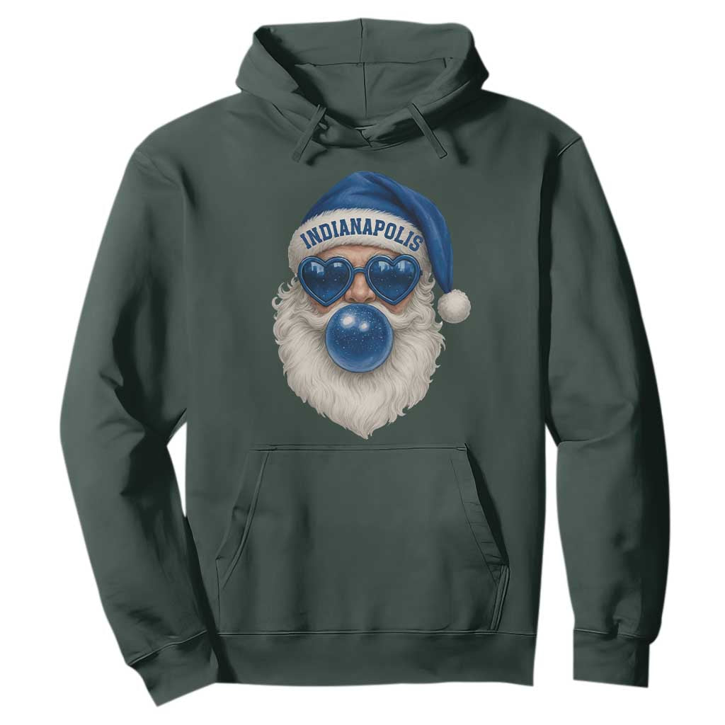 Funny Blue Bubble Santa Indianapolis Hoodie Retro Nostalgic Christmas Holiday Gift TS02 Dark Forest Green Print Your Wear