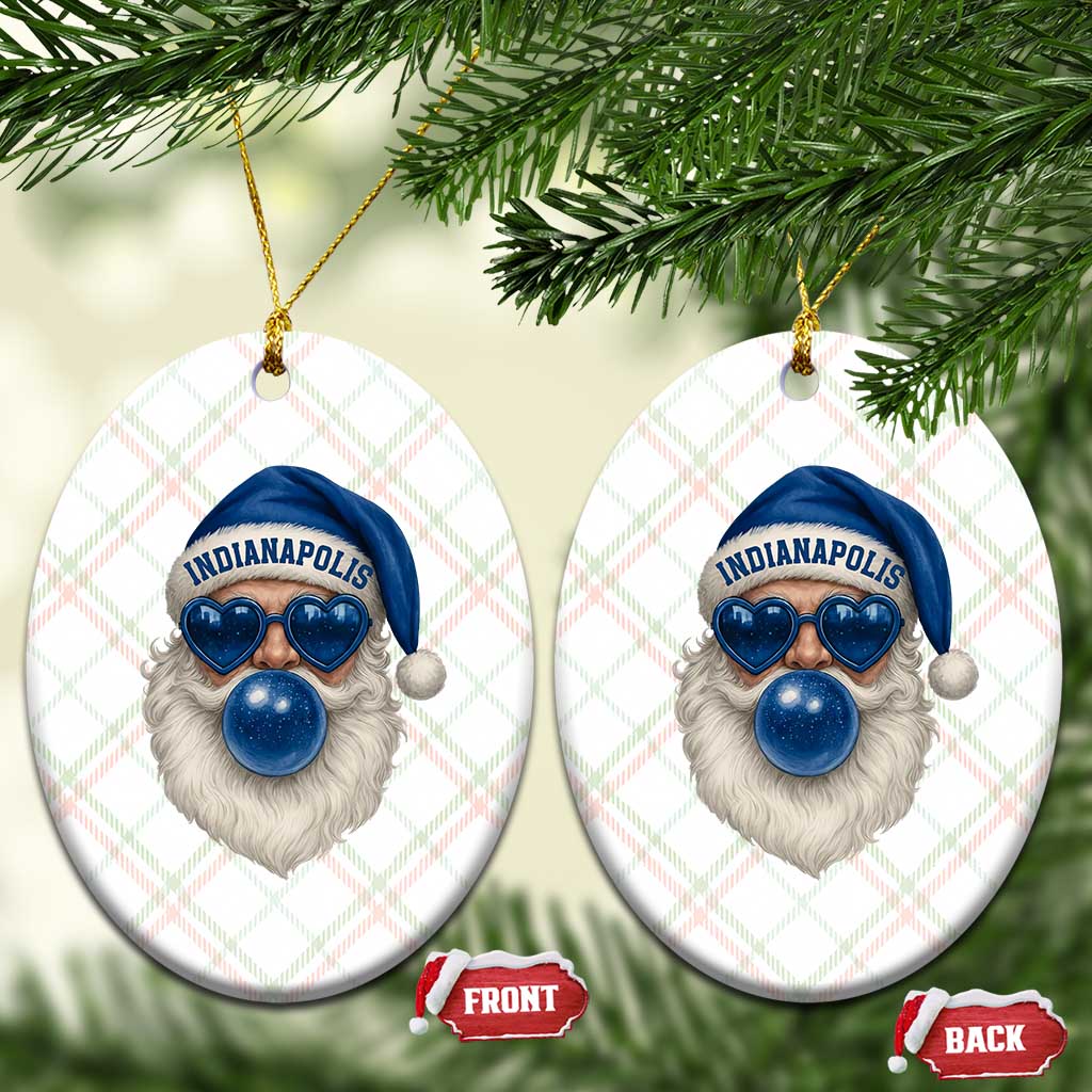 Funny Blue Bubble Santa Indianapolis Ceramic Ornament Retro Nostalgic Christmas Holiday Gift TS02 Print Your Wear