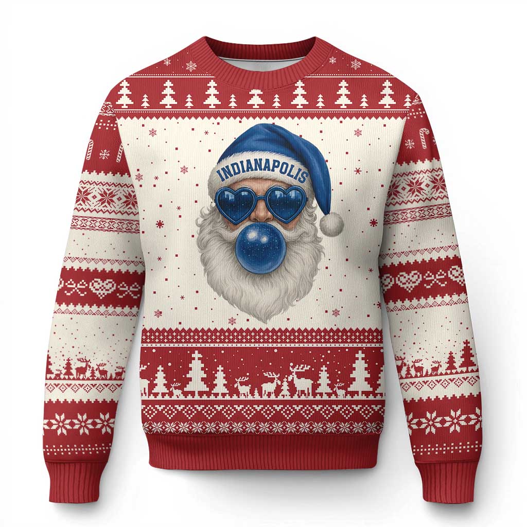 Funny Blue Bubble Santa Indianapolis Ugly Christmas Sweater Retro Nostalgic Christmas Holiday Gift TS02 Beige Red Print Your Wear
