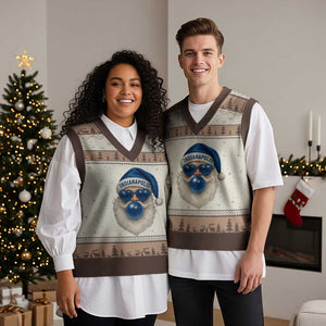 Funny Blue Bubble Santa Indianapolis V-Neck Knit Sweater Vest Retro Nostalgic Christmas Holiday Gift TS02 Mocha Mousse Print Your Wear