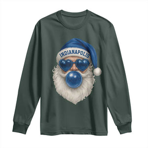 Funny Blue Bubble Santa Indianapolis Long Sleeve Shirt Retro Nostalgic Christmas Holiday Gift TS02 Dark Forest Green Print Your Wear