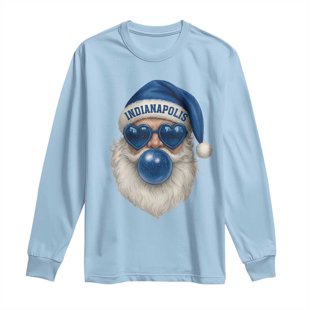 Funny Blue Bubble Santa Indianapolis Long Sleeve Shirt Retro Nostalgic Christmas Holiday Gift TS02 Light Blue Print Your Wear