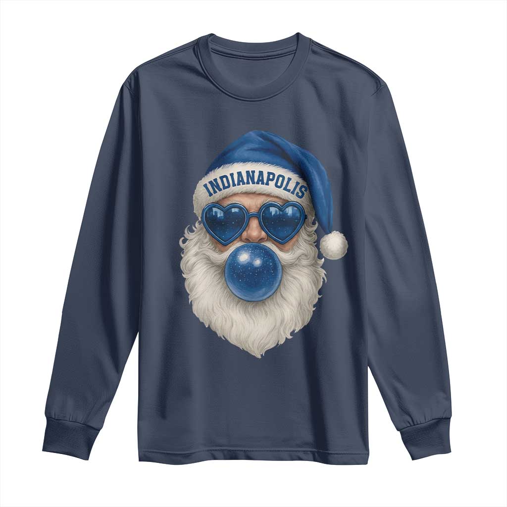Funny Blue Bubble Santa Indianapolis Long Sleeve Shirt Retro Nostalgic Christmas Holiday Gift TS02 Navy Print Your Wear