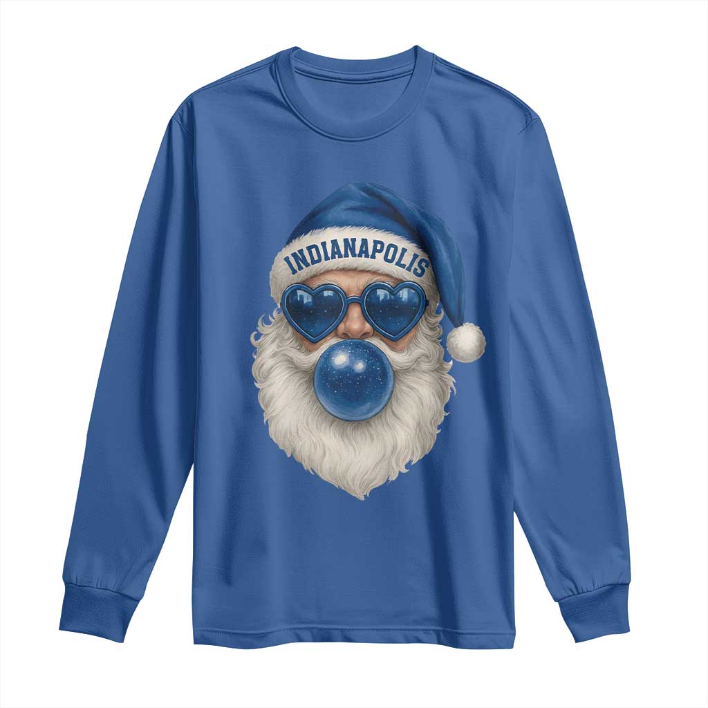 Funny Blue Bubble Santa Indianapolis Long Sleeve Shirt Retro Nostalgic Christmas Holiday Gift TS02 Royal Blue Print Your Wear