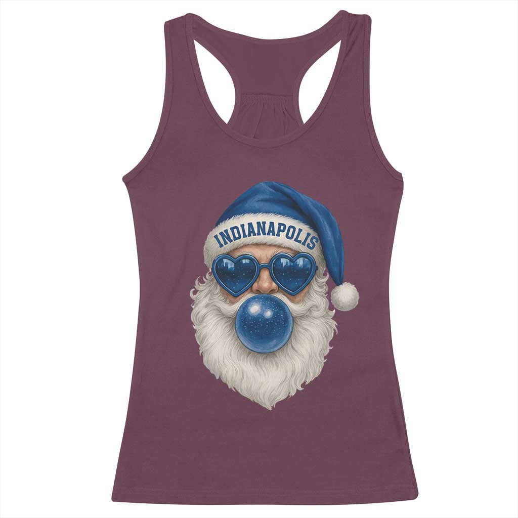 Funny Blue Bubble Santa Indianapolis Racerback Tank Top Retro Nostalgic Christmas Holiday Gift TS02 Maroon Print Your Wear