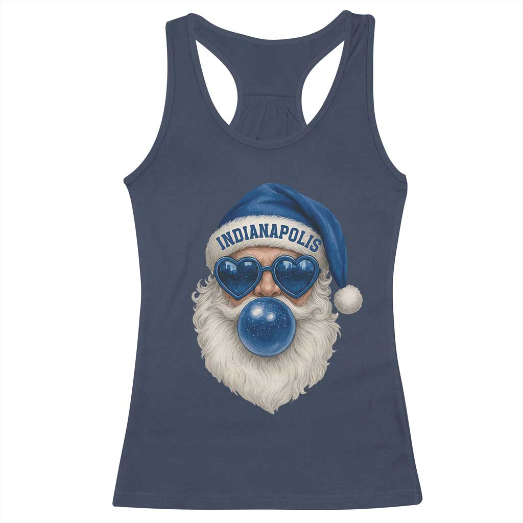 Funny Blue Bubble Santa Indianapolis Racerback Tank Top Retro Nostalgic Christmas Holiday Gift TS02 Navy Print Your Wear