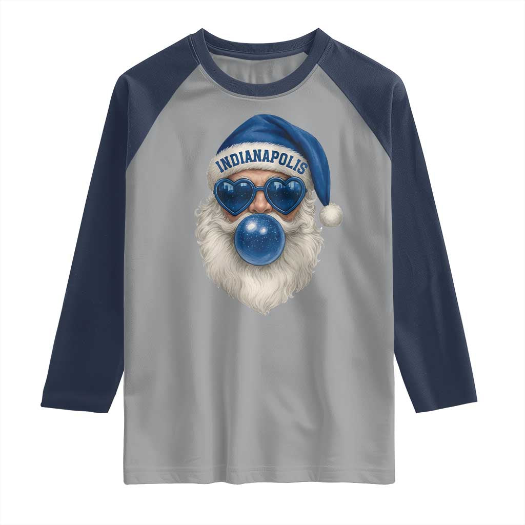 Funny Blue Bubble Santa Indianapolis Raglan Shirt Retro Nostalgic Christmas Holiday Gift TS02 Sport Gray Navy Print Your Wear