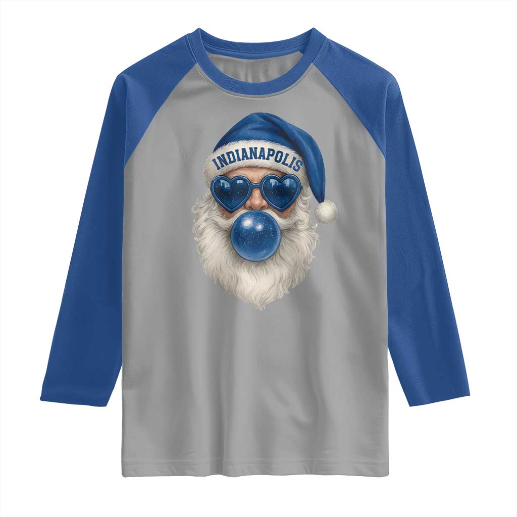 Funny Blue Bubble Santa Indianapolis Raglan Shirt Retro Nostalgic Christmas Holiday Gift TS02 Sport Gray Royal Print Your Wear